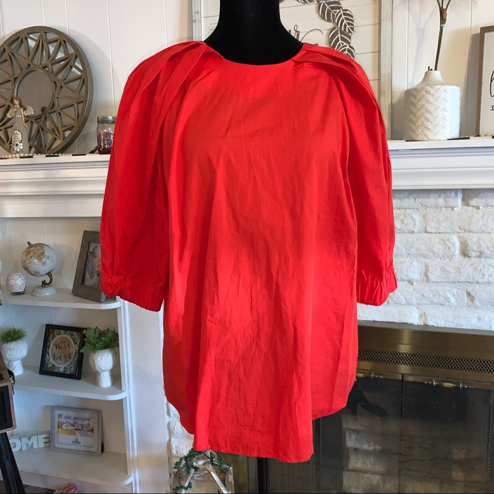 PRICE DROP!!!H&M Pleated Puff Half Sleeve Red Blouse- 12